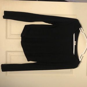 black Scoop Neck Long Sleeve Shirt
